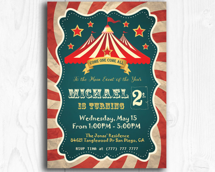 Circus Themed Printable Birthday Invitation | The Baby Bee