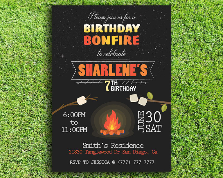 Bonfire Themed Printable Birthday Invitation | The Baby Bee