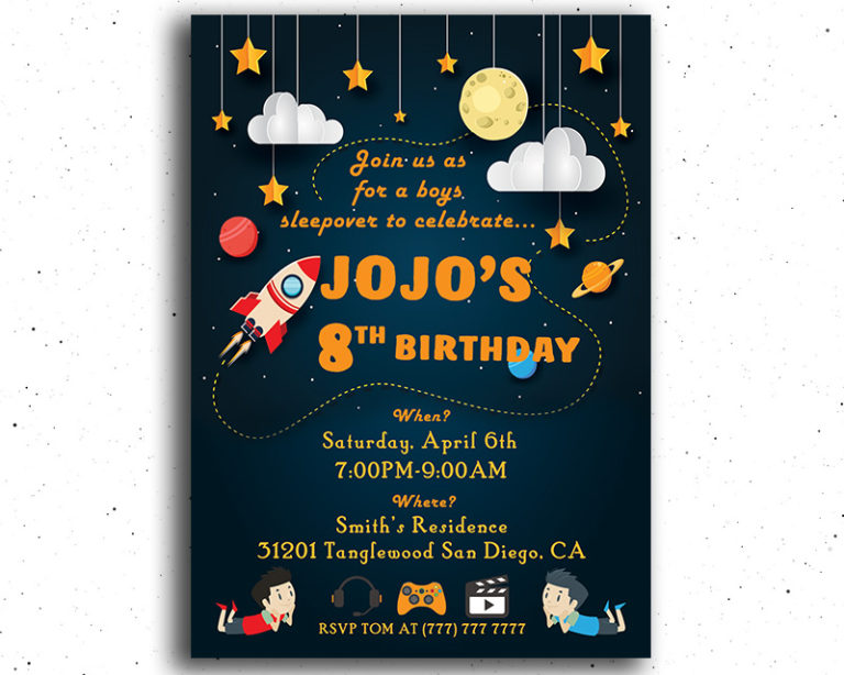 Boy's Sleepover Printable Birthday Invitation | The Baby Bee