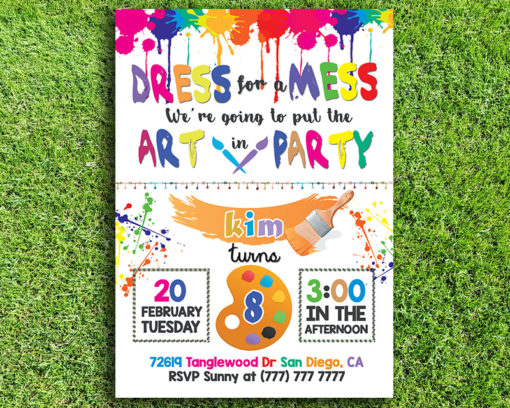 Art Party Printable Birthday Invitation