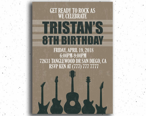 Guitar Birthday Party Invitation