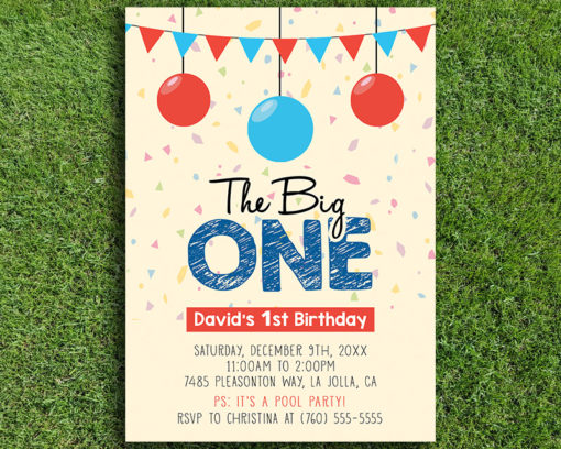 The big one birthday party invitation